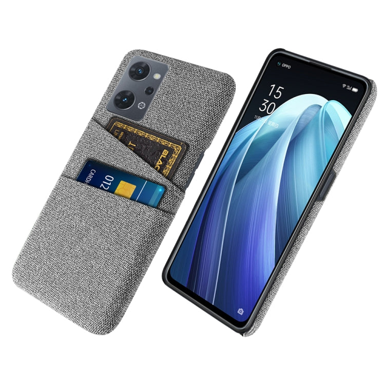 For OPPO Reno7 A Cloth Coated Hard Plastic Card Slots Phone Case