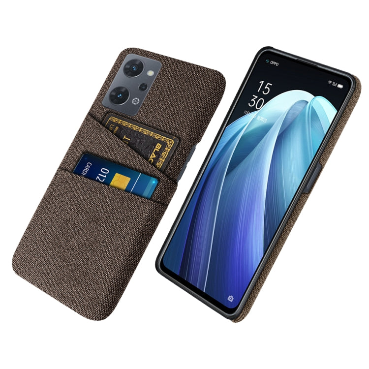 For OPPO Reno7 A Cloth Coated Hard Plastic Card Slots Phone Case