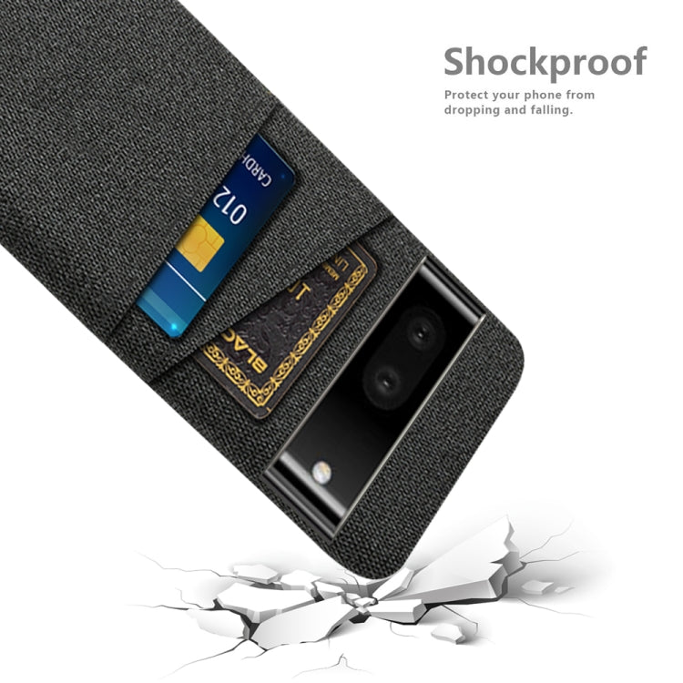 For Google Pixel 6a Cloth Coated Hard Plastic Card Slots Phone Case