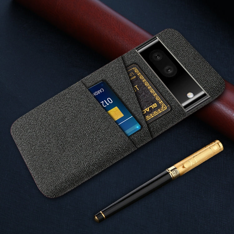 For Google Pixel 6a Cloth Coated Hard Plastic Card Slots Phone Case
