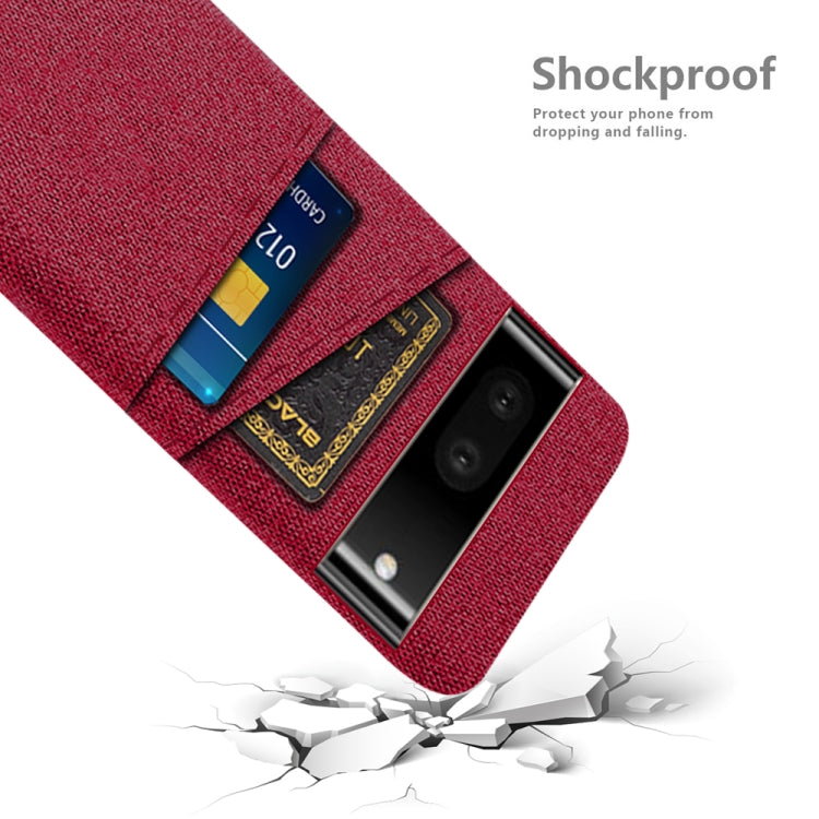 For Google Pixel 6a Cloth Coated Hard Plastic Card Slots Phone Case