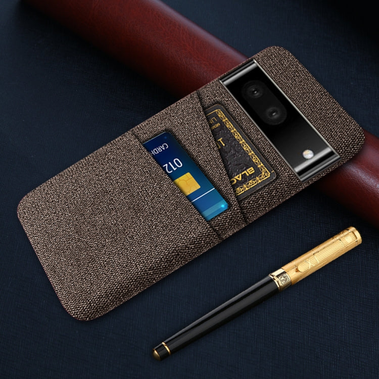 For Google Pixel 6a Cloth Coated Hard Plastic Card Slots Phone Case