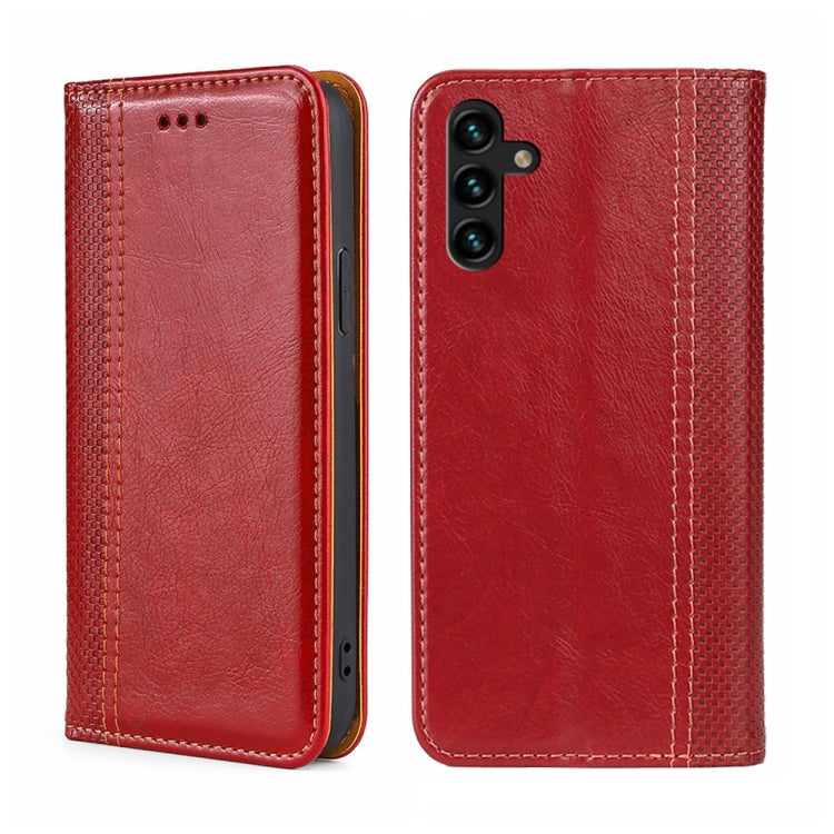 For Samsung Galaxy A13 5G Grid Texture Magnetic Flip Leather Phone Case