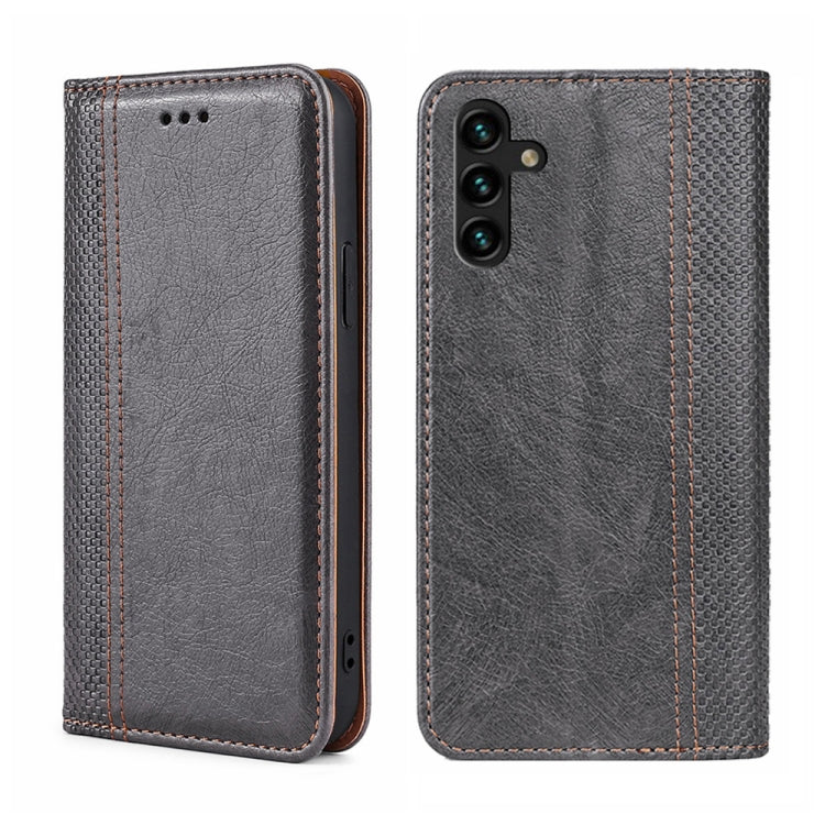 For Samsung Galaxy A13 5G Grid Texture Magnetic Flip Leather Phone Case