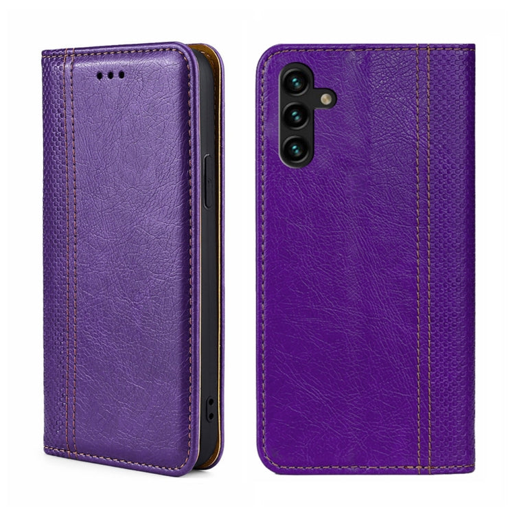 For Samsung Galaxy A13 5G Grid Texture Magnetic Flip Leather Phone Case