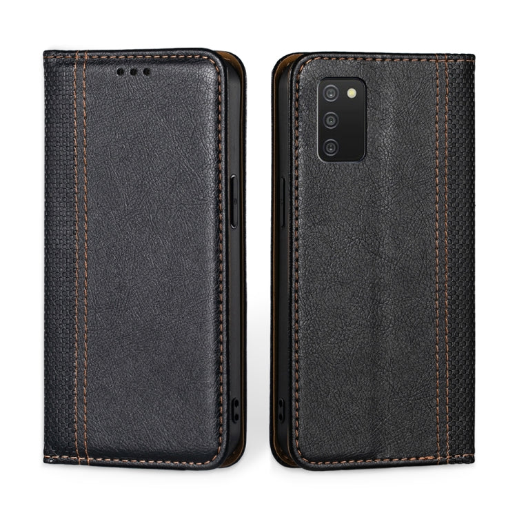 For Samsung Galaxy A03s US Version 165.85mm Grid Texture Magnetic Flip Leather Phone Case