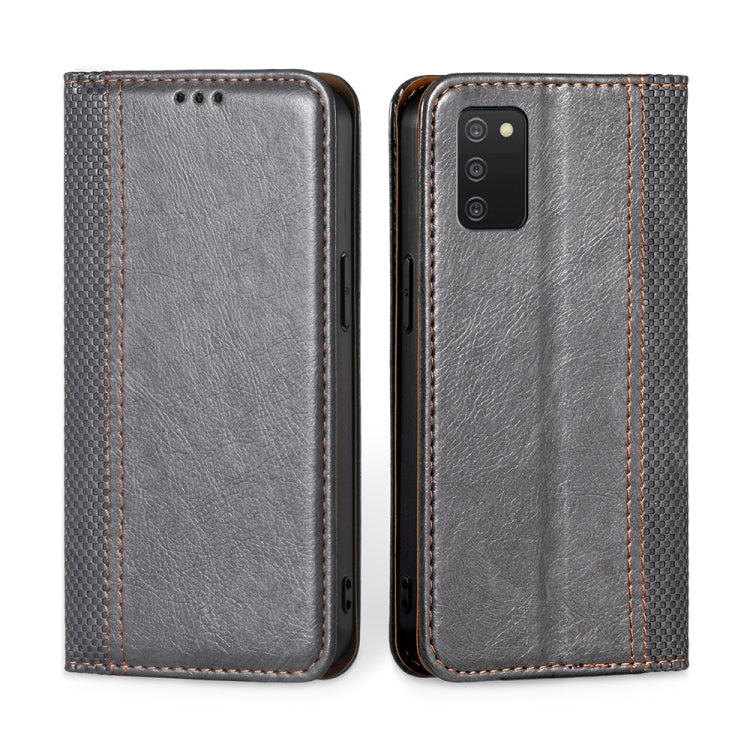 For Samsung Galaxy A03s US Version 165.85mm Grid Texture Magnetic Flip Leather Phone Case