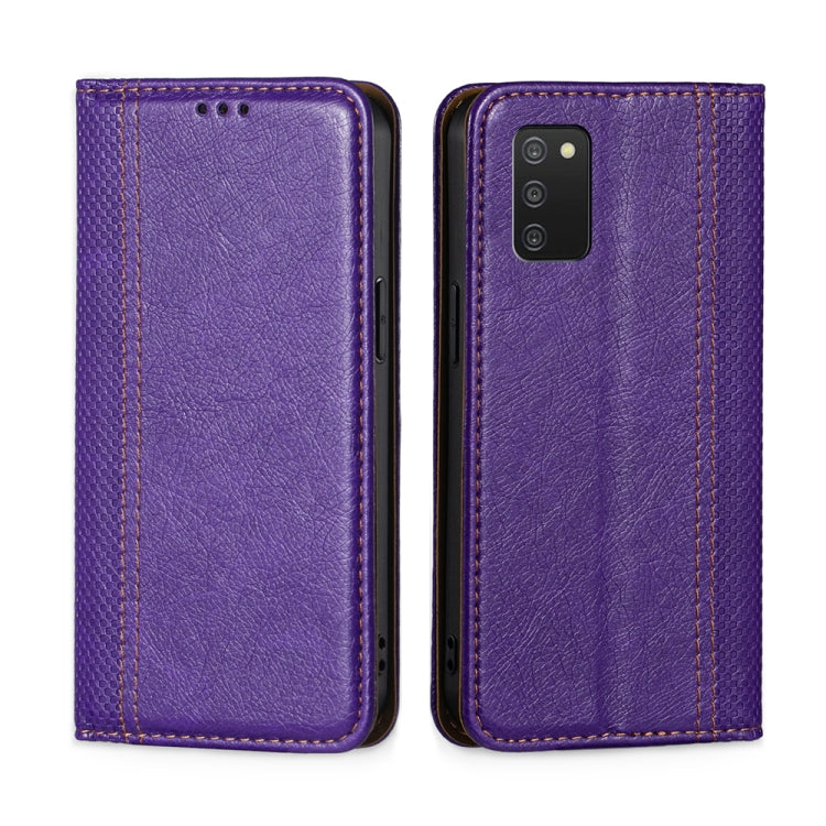 For Samsung Galaxy A03s US Version 165.85mm Grid Texture Magnetic Flip Leather Phone Case