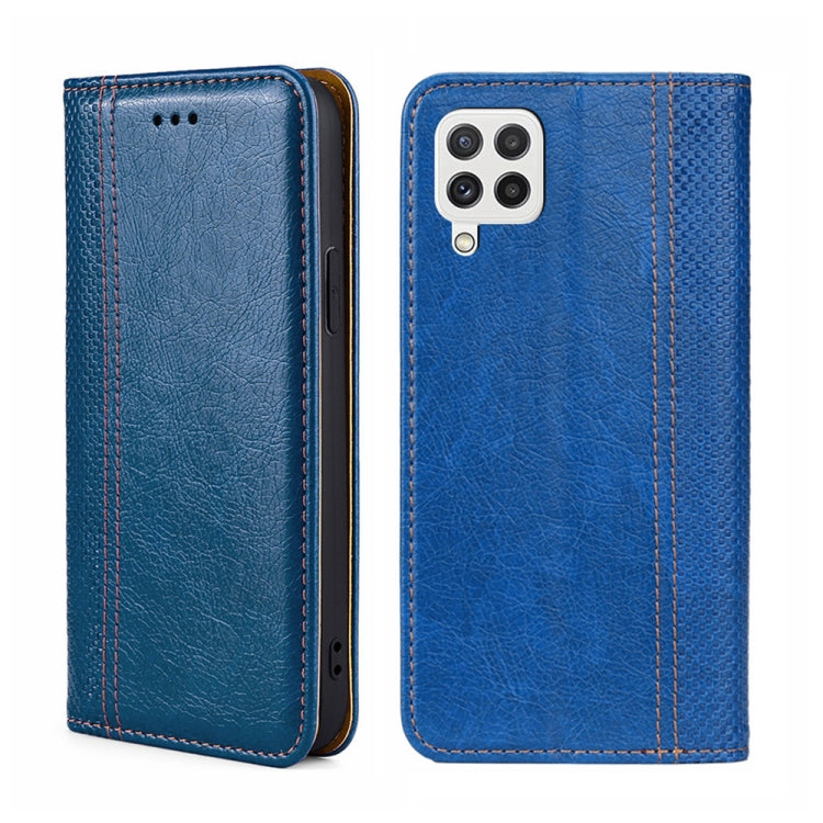 For Samsung Galaxy A22 4G Grid Texture Magnetic Flip Leather Phone Case