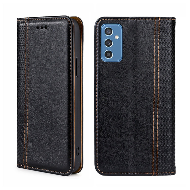 For Samsung Galaxy M52 5G Grid Texture Magnetic Flip Leather Phone Case