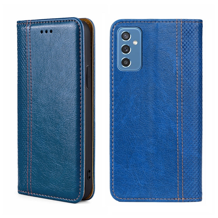 For Samsung Galaxy M52 5G Grid Texture Magnetic Flip Leather Phone Case