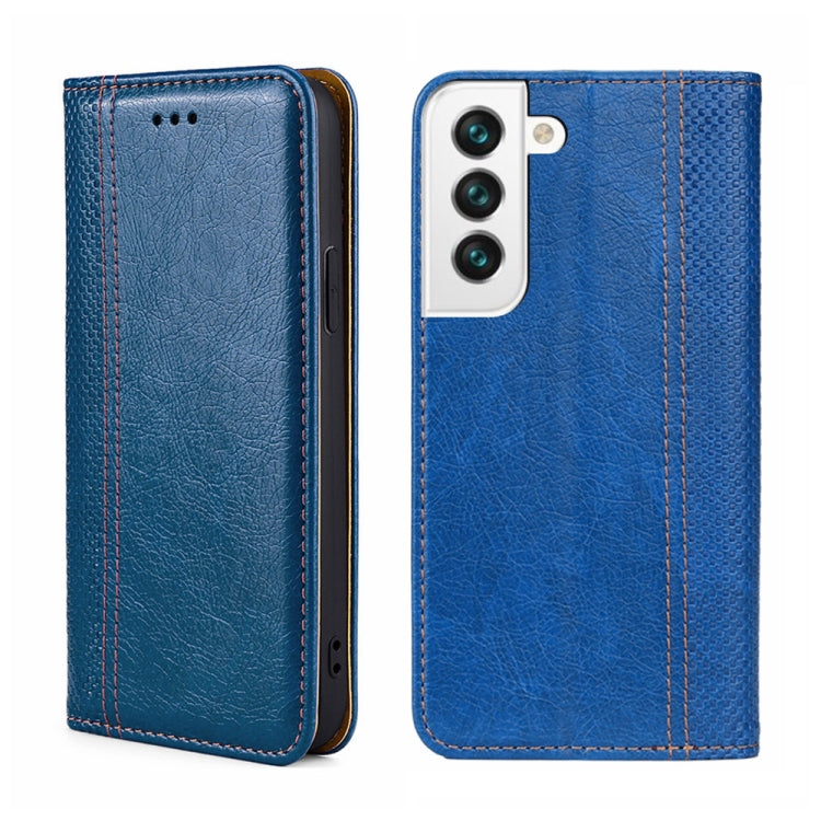 For Samsung Galaxy S22 5G Grid Texture Magnetic Flip Leather Phone Case
