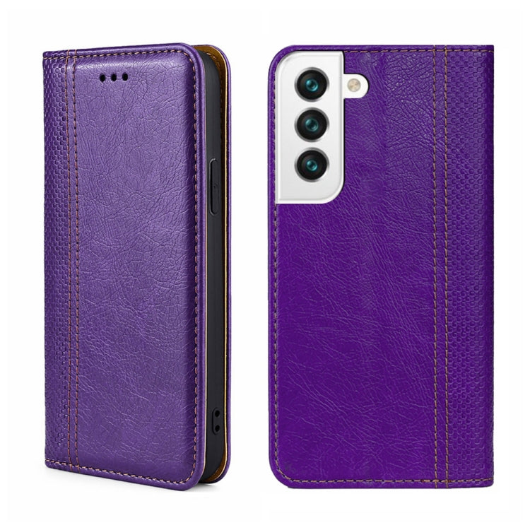 For Samsung Galaxy S22+ 5G Grid Texture Magnetic Flip Leather Phone Case