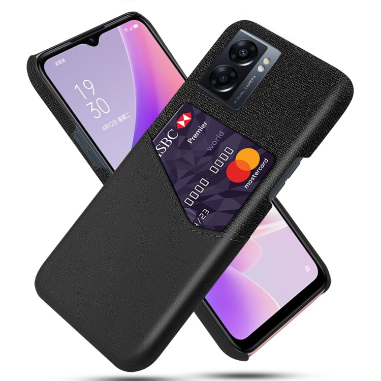 For OPPO A57 5G Cloth Texture Card Slot PC Leather Phone Case