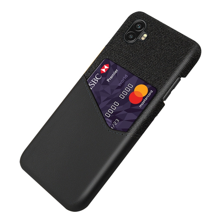 For Samsung Galaxy Xcover6 Pro Cloth Texture Card Slot PC Leather Phone Case