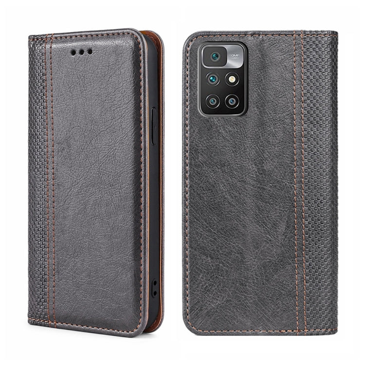 For Xiaomi Redmi 10 Grid Texture Magnetic Flip Leather Phone Case