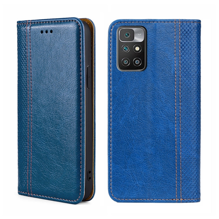 For Xiaomi Redmi 10 Grid Texture Magnetic Flip Leather Phone Case