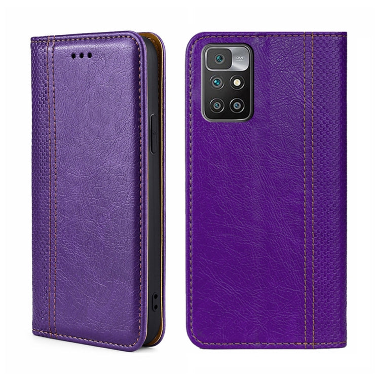 For Xiaomi Redmi 10 Grid Texture Magnetic Flip Leather Phone Case