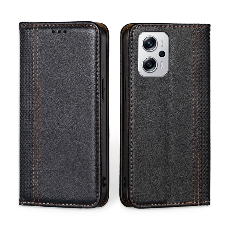 For Xiaomi Redmi Note 11T Pro 5G/Note 11T Pro+ 5G Grid Texture Magnetic Flip Leather Phone Case