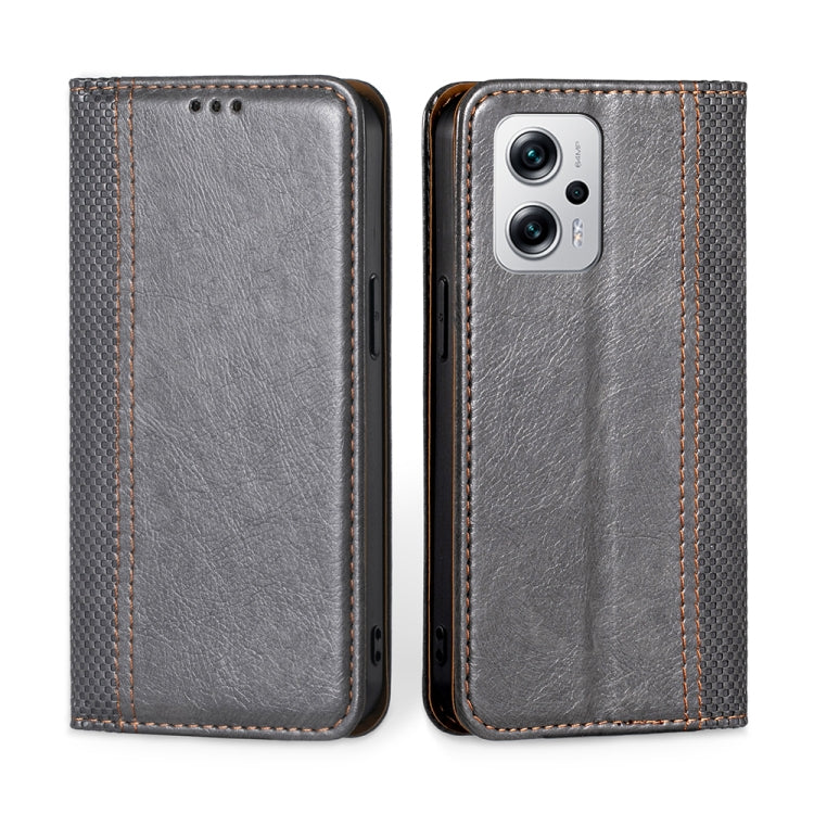 For Xiaomi Redmi Note 11T Pro 5G/Note 11T Pro+ 5G Grid Texture Magnetic Flip Leather Phone Case