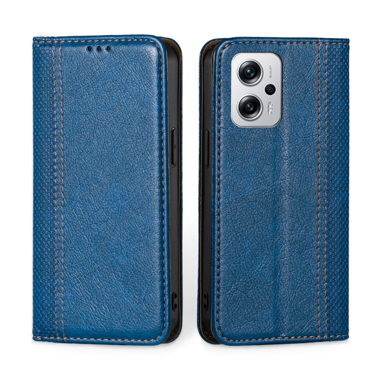 For Xiaomi Redmi Note 11T Pro 5G/Note 11T Pro+ 5G Grid Texture Magnetic Flip Leather Phone Case