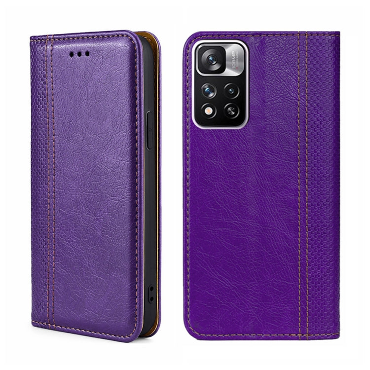 For Xiaomi Redmi Note 11 Pro 5G/Note 11 Pro+ 5G Grid Texture Magnetic Flip Leather Phone Case