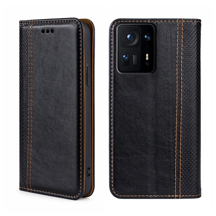 For Xiaomi Mix 4 Grid Texture Magnetic Flip Leather Phone Case