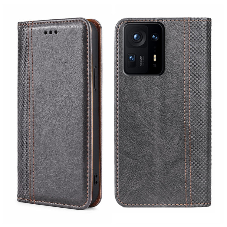 For Xiaomi Mix 4 Grid Texture Magnetic Flip Leather Phone Case
