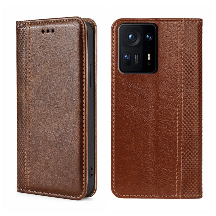 For Xiaomi Mix 4 Grid Texture Magnetic Flip Leather Phone Case