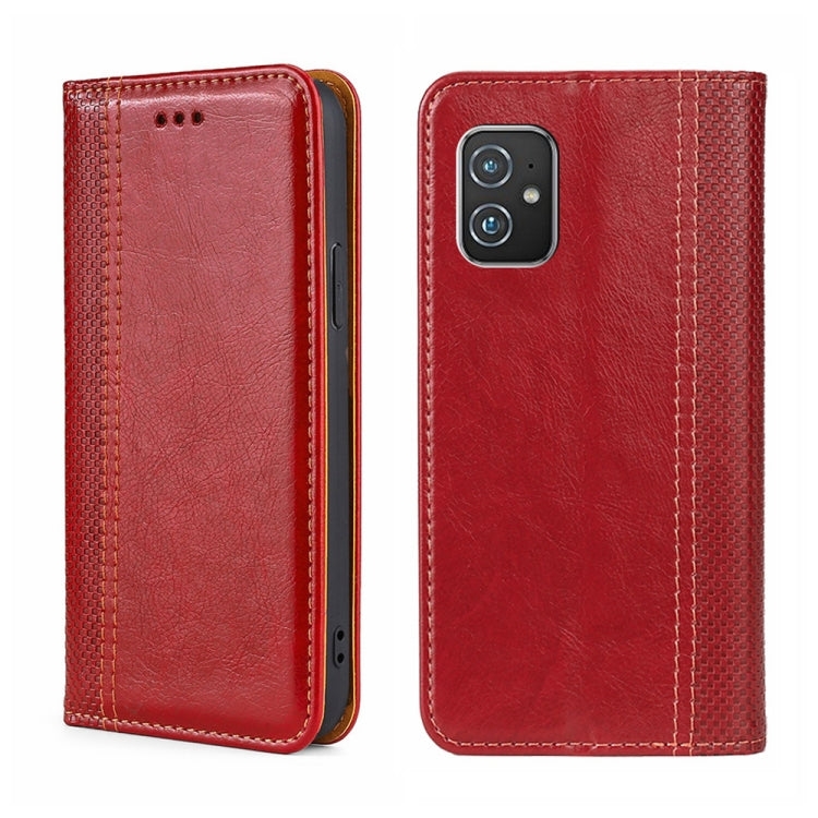 For Asus ZenFone 8 ZS590KS Grid Texture Magnetic Flip Leather Phone Case