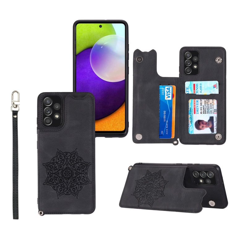 For Samsung Galaxy A13 4G Mandala Embossed PU + TPU Phone Case with Holder