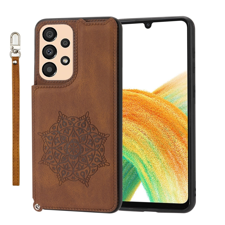 For Samsung Galaxy A53 5G Mandala Embossed PU + TPU Phone Case with Holder