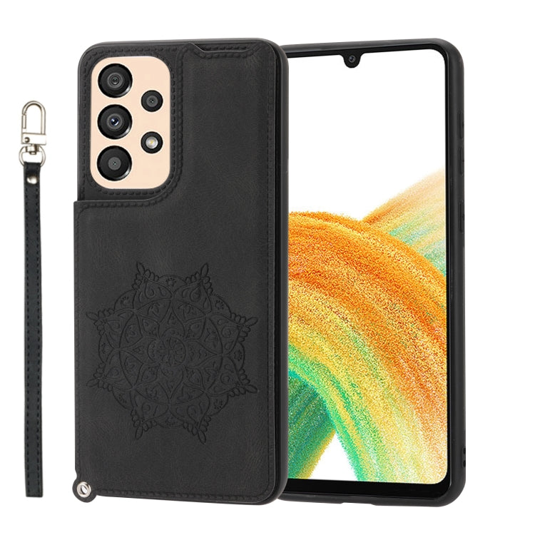 For Samsung Galaxy A53 5G Mandala Embossed PU + TPU Phone Case with Holder