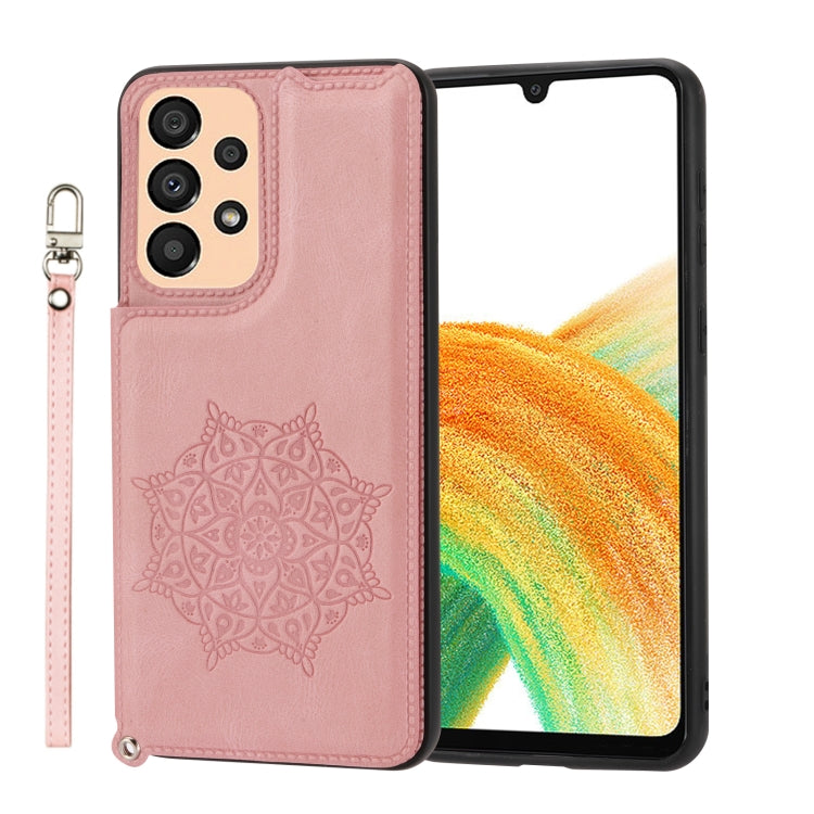 For Samsung Galaxy A53 5G Mandala Embossed PU + TPU Phone Case with Holder