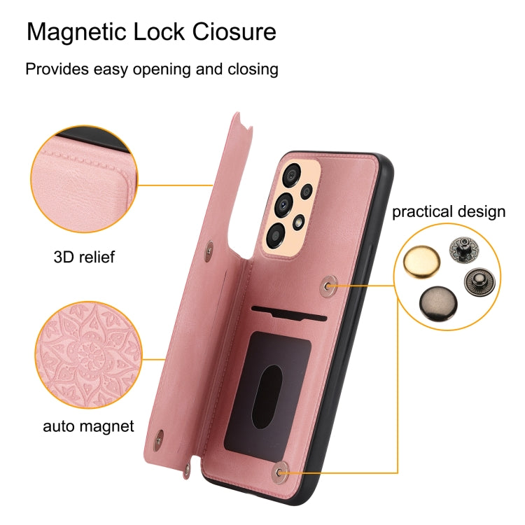 For Samsung Galaxy A53 5G Mandala Embossed PU + TPU Phone Case with Holder