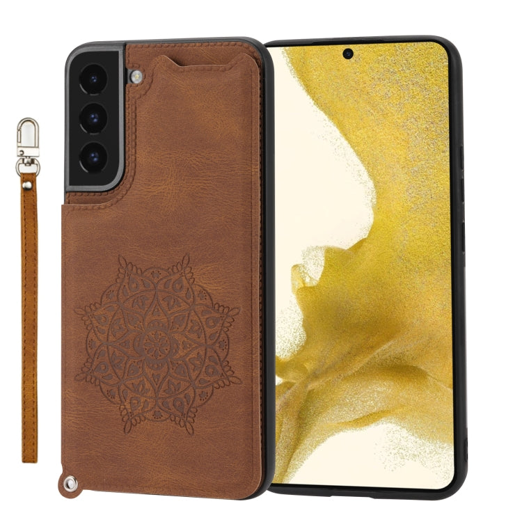 For Samsung Galaxy S22 Mandala Embossed PU + TPU Phone Case with Holder