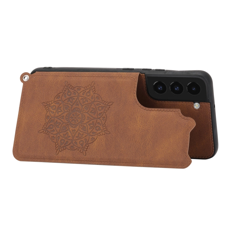 For Samsung Galaxy S22 Mandala Embossed PU + TPU Phone Case with Holder