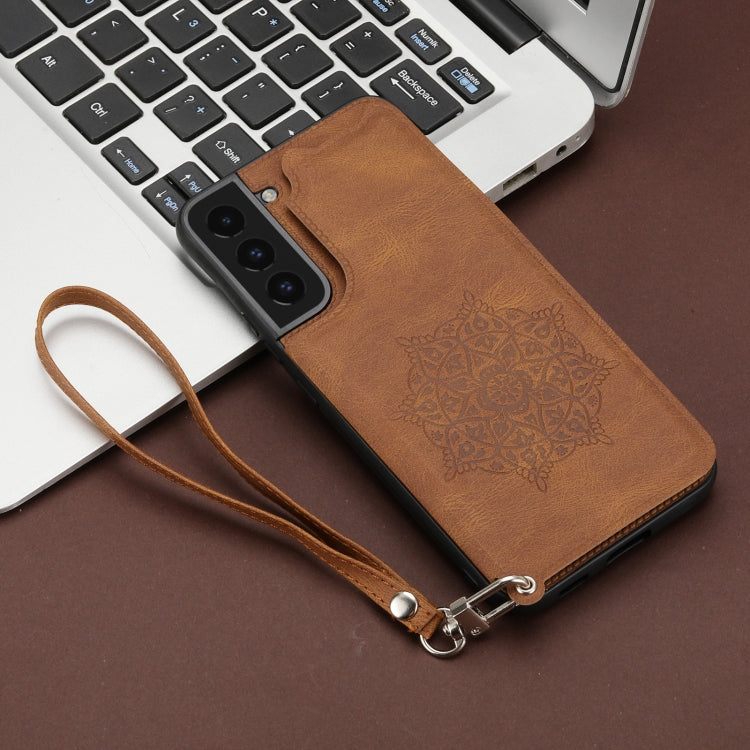 For Samsung Galaxy S22 Mandala Embossed PU + TPU Phone Case with Holder