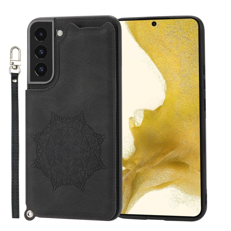 For Samsung Galaxy S22 Mandala Embossed PU + TPU Phone Case with Holder