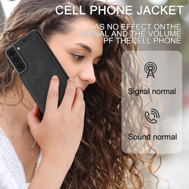 For Samsung Galaxy S22 Mandala Embossed PU + TPU Phone Case with Holder