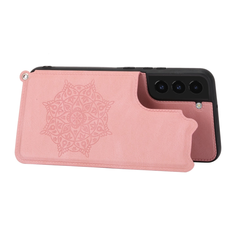 For Samsung Galaxy S22 Mandala Embossed PU + TPU Phone Case with Holder