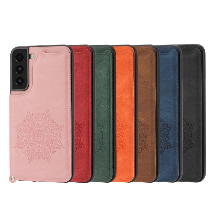 For Samsung Galaxy S22 Mandala Embossed PU + TPU Phone Case with Holder