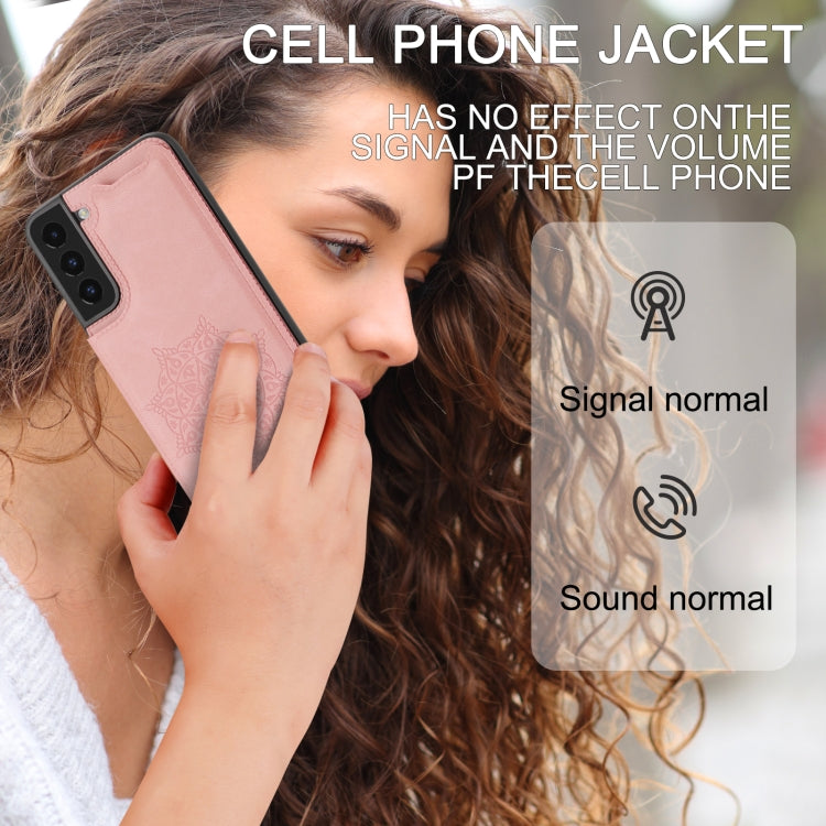 For Samsung Galaxy S22 Mandala Embossed PU + TPU Phone Case with Holder