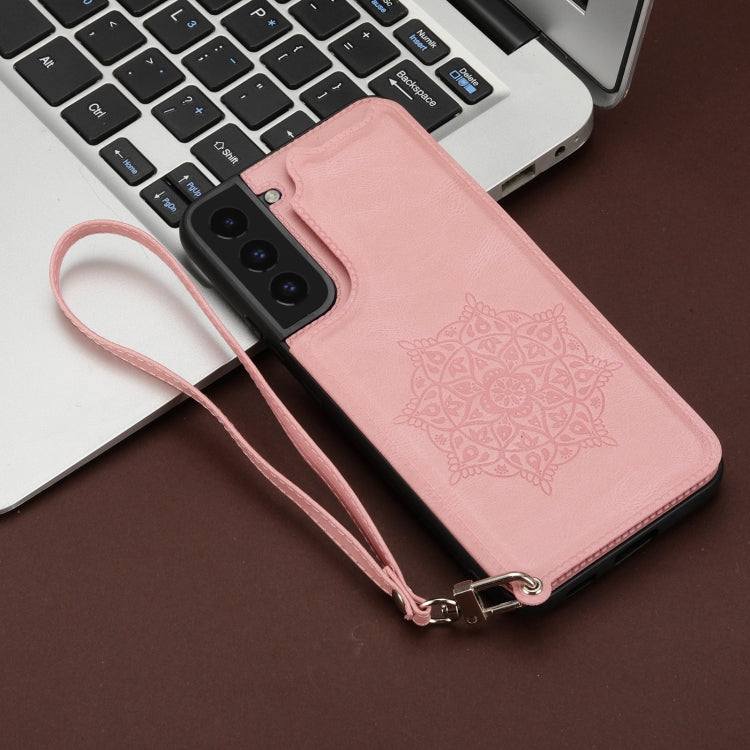 For Samsung Galaxy S22 Mandala Embossed PU + TPU Phone Case with Holder