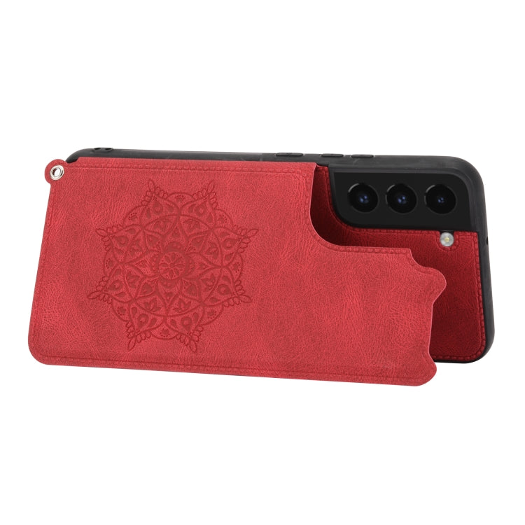 For Samsung Galaxy S22 Mandala Embossed PU + TPU Phone Case with Holder