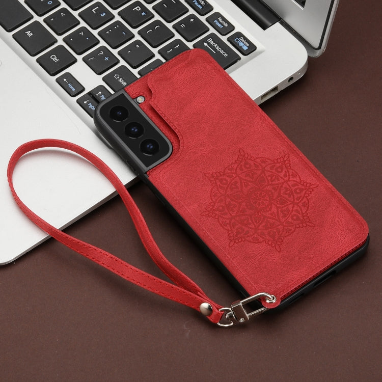 For Samsung Galaxy S22 Mandala Embossed PU + TPU Phone Case with Holder