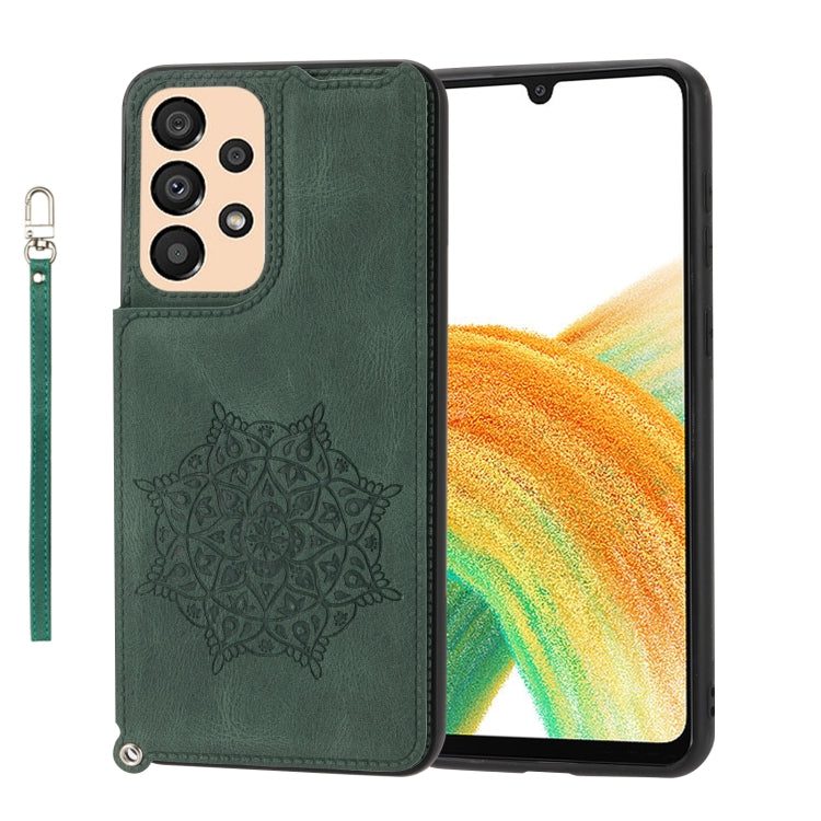 For Samsung Galaxy A33 5G Mandala Embossed PU + TPU Phone Case with Holder