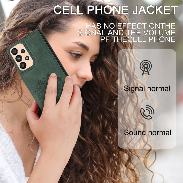 For Samsung Galaxy A33 5G Mandala Embossed PU + TPU Phone Case with Holder