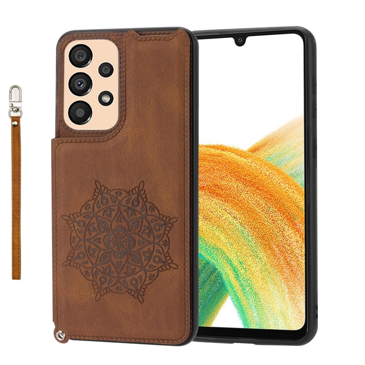 For Samsung Galaxy A33 5G Mandala Embossed PU + TPU Phone Case with Holder
