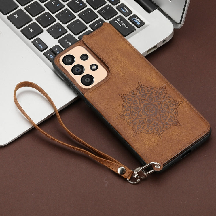 For Samsung Galaxy A33 5G Mandala Embossed PU + TPU Phone Case with Holder
